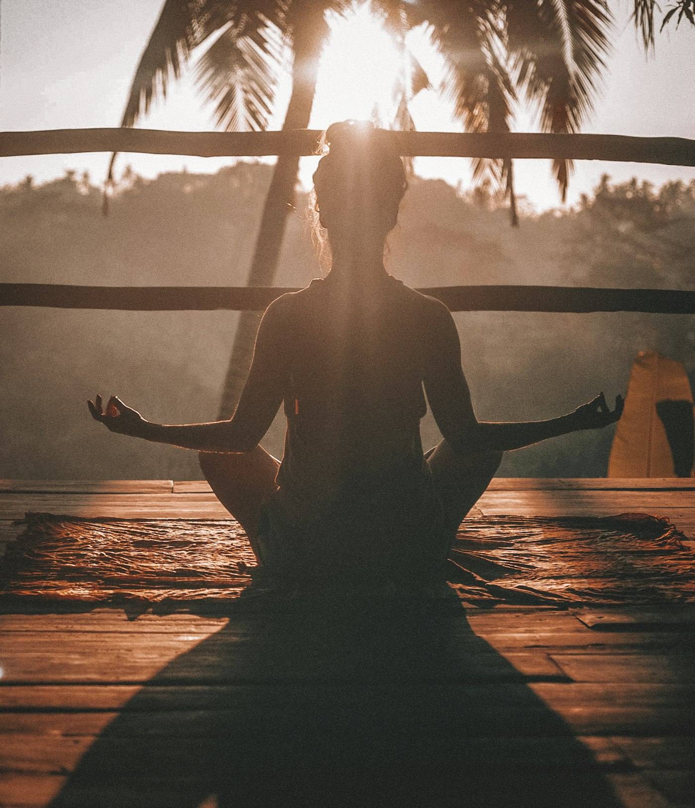 A woman meditating